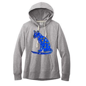 Funny ABBA Ugly Blue Cat Women's Fleece Hoodie