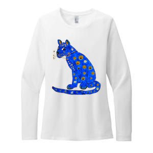 Funny ABBA Ugly Blue Cat Womens CVC Long Sleeve Shirt