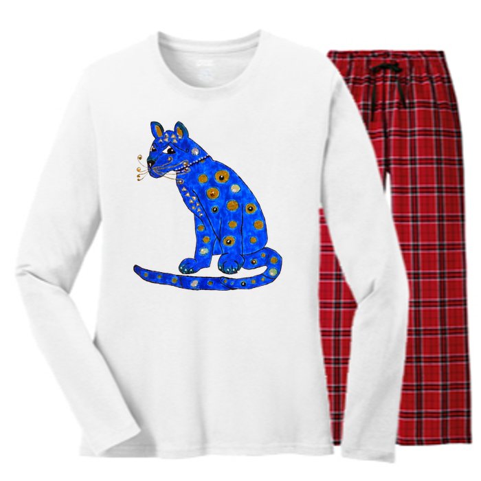 Funny ABBA Ugly Blue Cat Women's Long Sleeve Flannel Pajama Set 