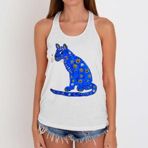 Funny ABBA Ugly Blue Cat Women's Knotted Racerback Tank