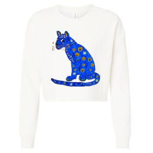 Funny ABBA Ugly Blue Cat Cropped Pullover Crew