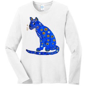 Funny ABBA Ugly Blue Cat Ladies Long Sleeve Shirt