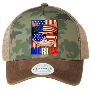 Funny American USA Flag Merica Cat Legacy Tie Dye Trucker Hat