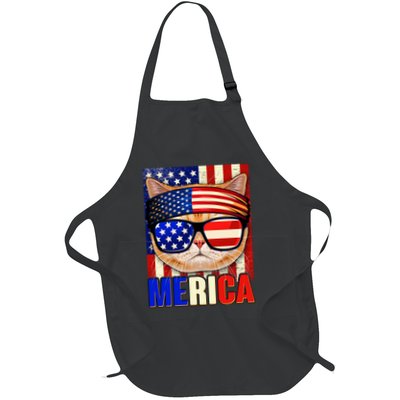 Funny American USA Flag Merica Cat Apron