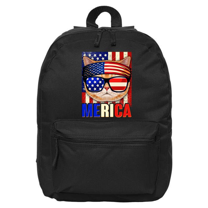 Funny American USA Flag Merica Cat 16 in Basic Backpack