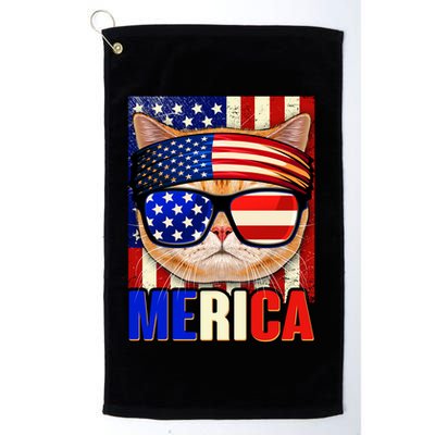 Funny American USA Flag Merica Cat Golf Towel