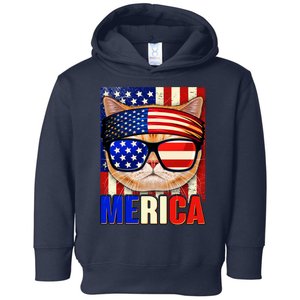 Funny American USA Flag Merica Cat Toddler Hoodie