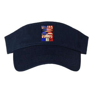 Funny American USA Flag Merica Cat Valucap Bio-Washed Visor