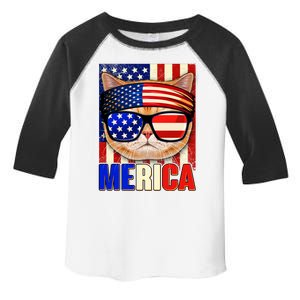 Funny American USA Flag Merica Cat Toddler Fine Jersey T-Shirt