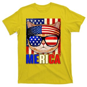 Funny American USA Flag Merica Cat T-Shirt