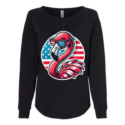 Flamingo American Usa Flag Sunglasses 4th Of July Flamingo Womens California Wash Sweatshirt