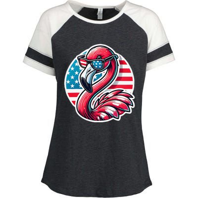 Flamingo American Usa Flag Sunglasses 4th Of July Flamingo Enza Ladies Jersey Colorblock Tee