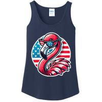 Flamingo American Usa Flag Sunglasses 4th Of July Flamingo Ladies Essential Tank