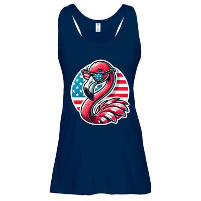 Flamingo American Usa Flag Sunglasses 4th Of July Flamingo Ladies Essential Flowy Tank