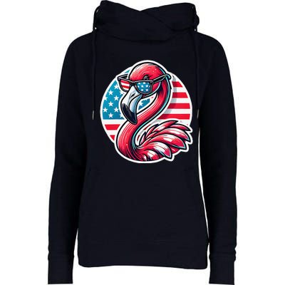 Flamingo American Usa Flag Sunglasses 4th Of July Flamingo Womens Funnel Neck Pullover Hood