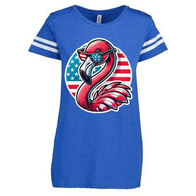 Flamingo American Usa Flag Sunglasses 4th Of July Flamingo Enza Ladies Jersey Football T-Shirt