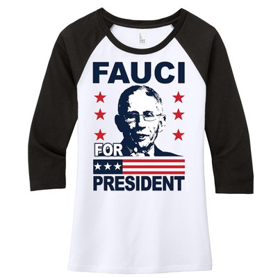 Fauci For President Women's Tri-Blend 3/4-Sleeve Raglan Shirt