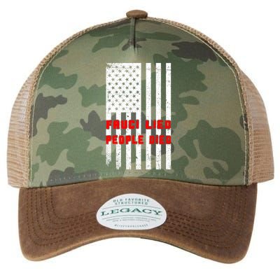 Fauci Lied People Died American Flag Legacy Tie Dye Trucker Hat