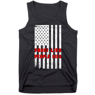 Fauci Lied People Died American Flag Tank Top