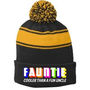 Fauntie Cooler Than a Fun Uncle Funcle Auntie Stripe Pom Pom Beanie