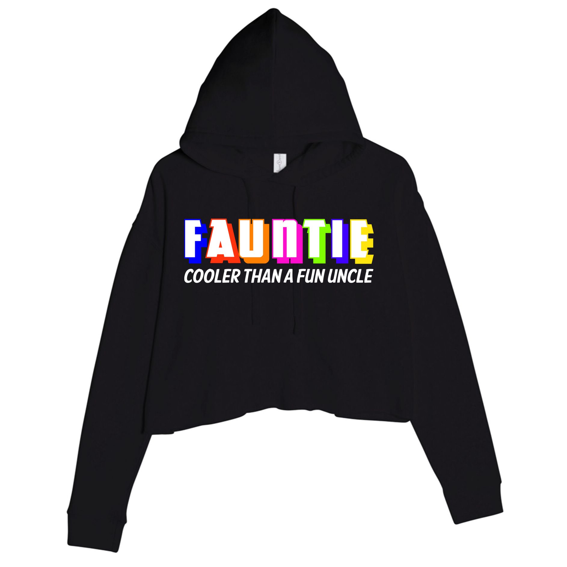 Fauntie Cooler Than a Fun Uncle Funcle Auntie Crop Fleece Hoodie