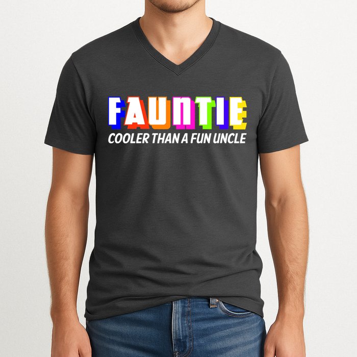 Fauntie Cooler Than a Fun Uncle Funcle Auntie V-Neck T-Shirt