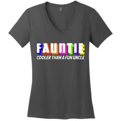 Fauntie Cooler Than a Fun Uncle Funcle Auntie Women's V-Neck T-Shirt