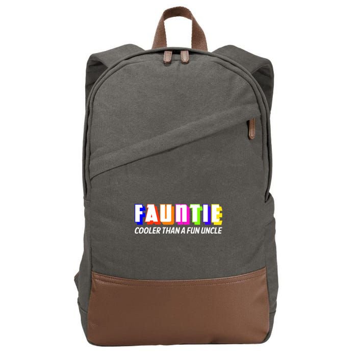 Fauntie Cooler Than a Fun Uncle Funcle Auntie Cotton Canvas Backpack