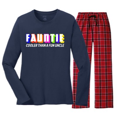 Fauntie Cooler Than a Fun Uncle Funcle Auntie Women's Long Sleeve Flannel Pajama Set 