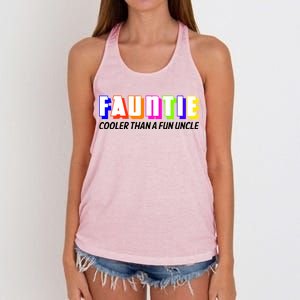 Fauntie Cooler Than a Fun Uncle Funcle Auntie Women's Knotted Racerback Tank