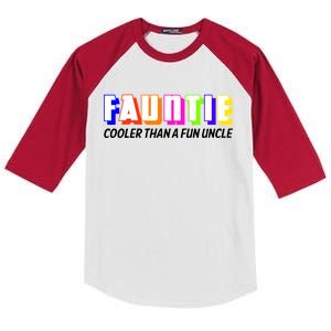 Fauntie Cooler Than a Fun Uncle Funcle Auntie Kids Colorblock Raglan Jersey