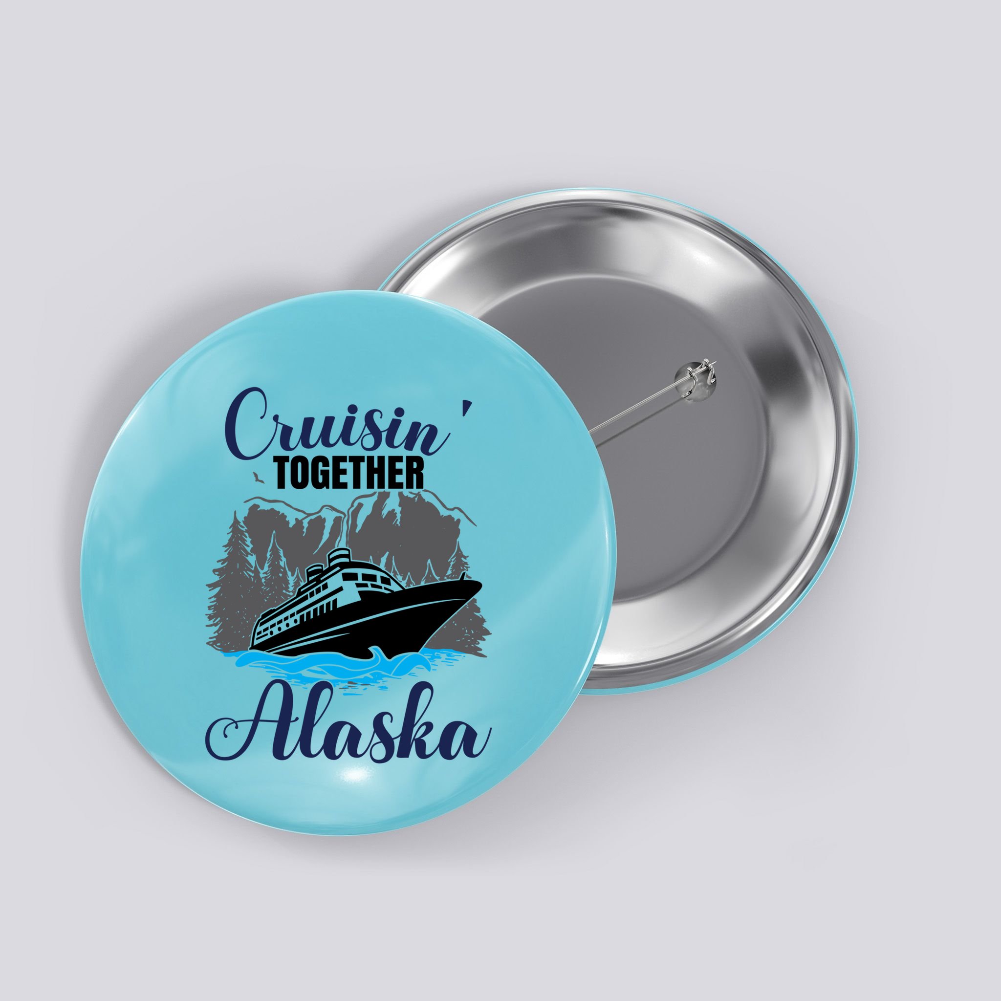 Funny Alaska Vacation Wildlife Cruisin' Together Alaska Gift Button
