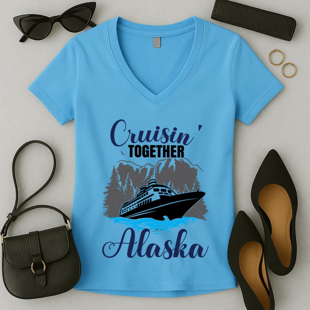Funny Alaska Vacation Wildlife Cruisin' Together Alaska Gift Women's V-Neck T-Shirt