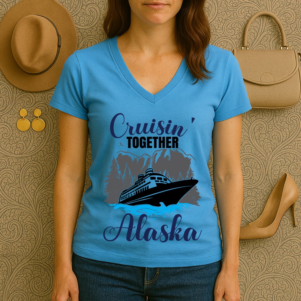 Funny Alaska Vacation Wildlife Cruisin' Together Alaska Gift Women's V-Neck T-Shirt