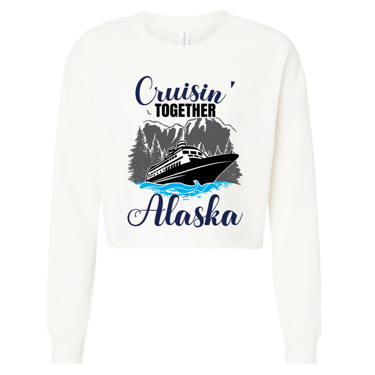 Funny Alaska Vacation Wildlife Cruisin' Together Alaska Gift Cropped Pullover Crew