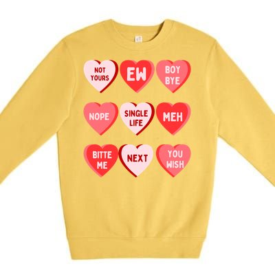 Funny Anti Valentines Day Single Af Gift For Galentines Day Cute Gift Premium Crewneck Sweatshirt