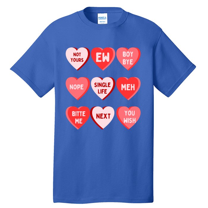 Funny Anti Valentines Day Single Af Gift For Galentines Day Cute Gift Tall T-Shirt