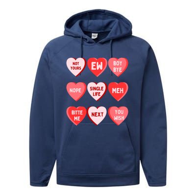 Funny Anti Valentines Day Single Af Gift For Galentines Day Cute Gift Performance Fleece Hoodie