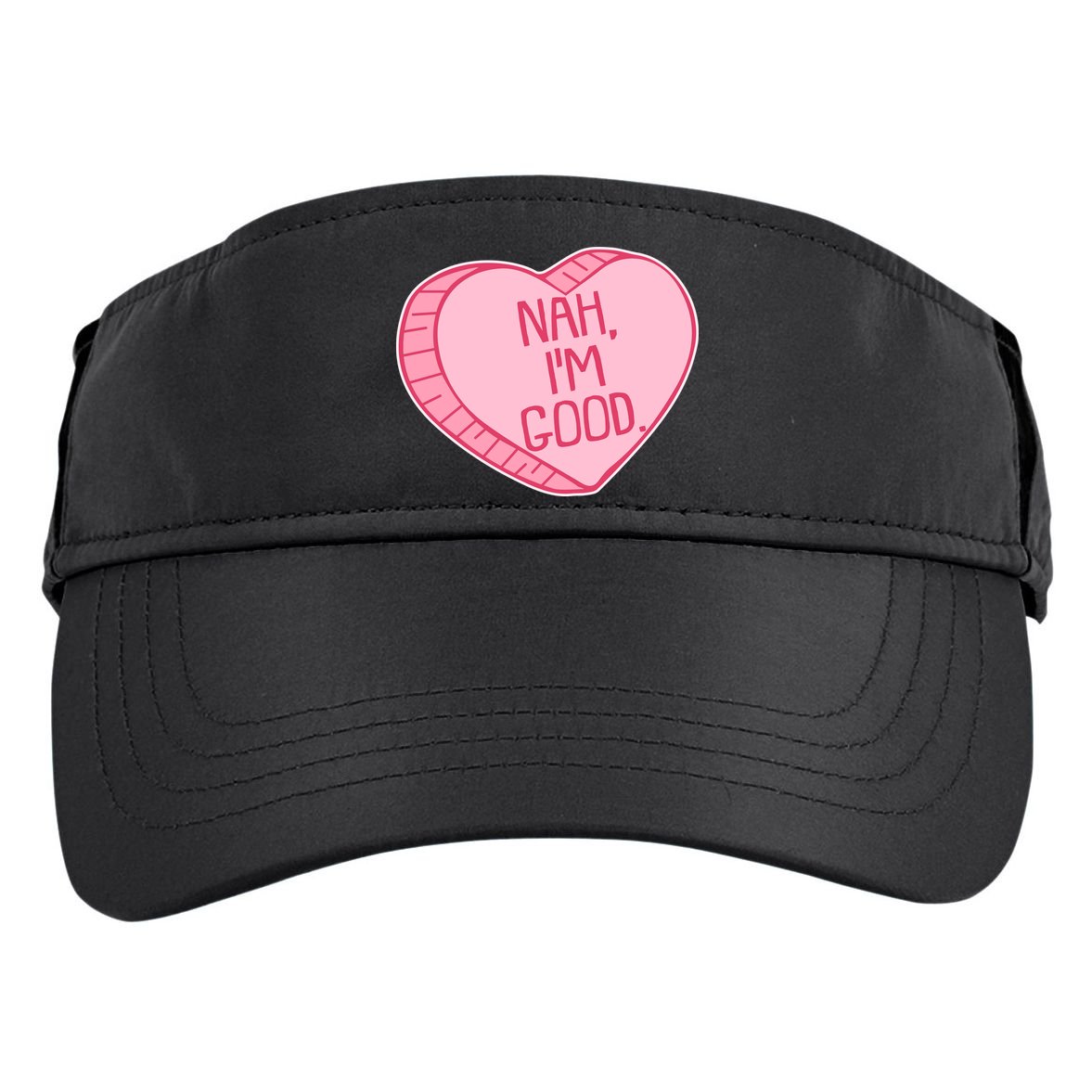 Funny Anti Valentines Day Nah I'm Good Candy Heart Adult Drive Performance Visor