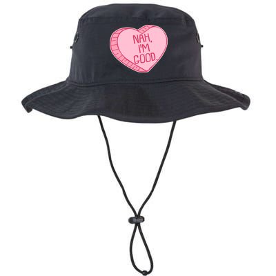 Funny Anti Valentines Day Nah I'm Good Candy Heart Bucket Hat