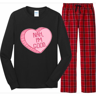 Funny Anti Valentines Day Nah I'm Good Candy Heart Long Sleeve Pajama Set