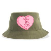Funny Anti Valentines Day Nah I'm Good Candy Heart Sustainable Bucket Hat
