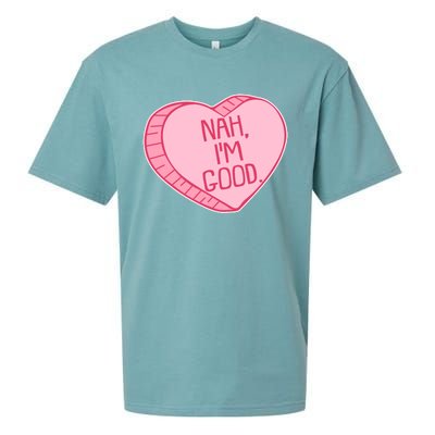 Funny Anti Valentines Day Nah I'm Good Candy Heart Sueded Cloud Jersey T-Shirt