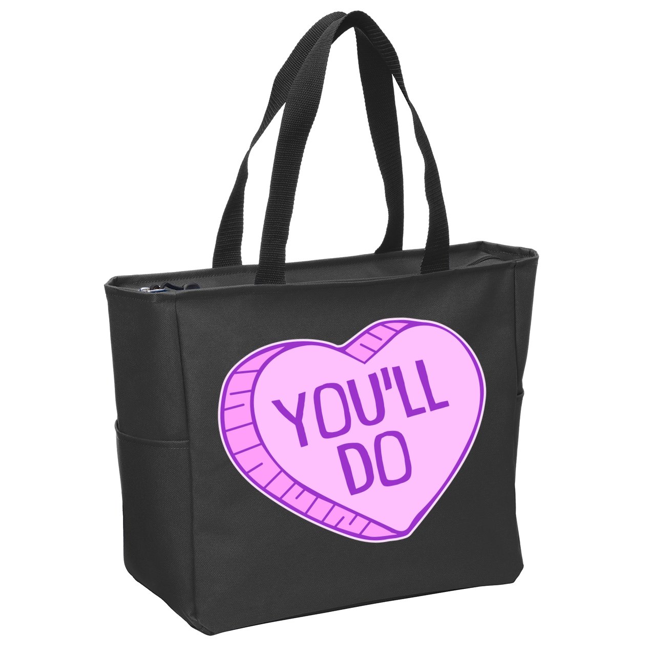 Funny Anti Valentines Day You'll Do Candy Heart Zip Tote Bag