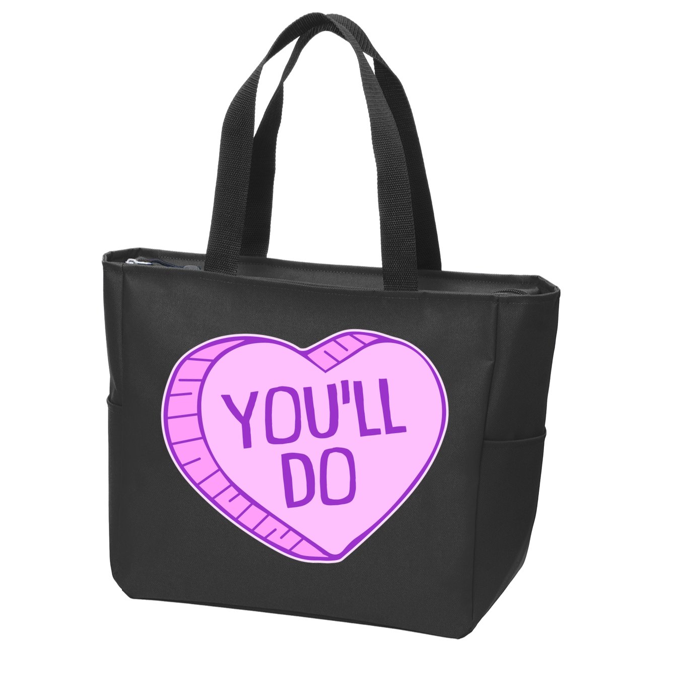 Funny Anti Valentines Day You'll Do Candy Heart Zip Tote Bag