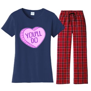 Funny Anti Valentines Day You'll Do Candy Heart Women's Flannel Pajama Set