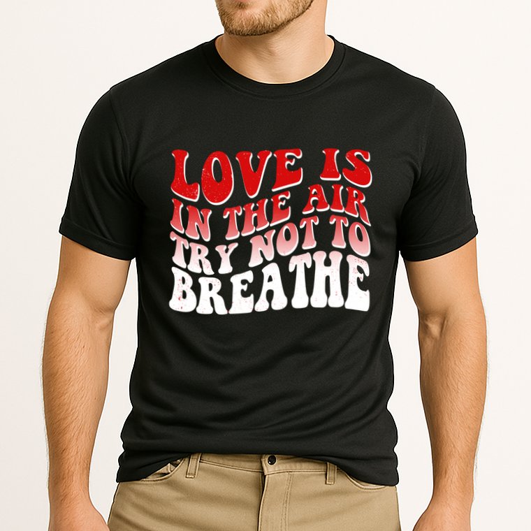 Funny Anti Valentine Love Is In The Air Try Not To Breathe Performance Shirt