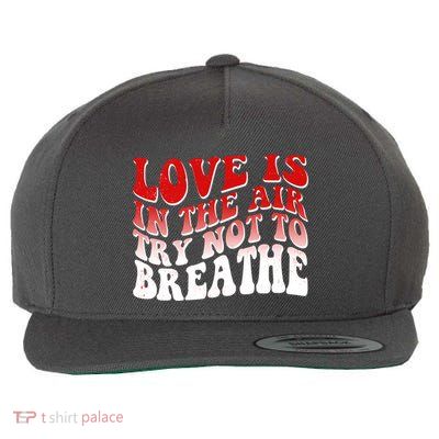 Funny Anti Valentine Love Is In The Air Try Not To Breathe Wool Snapback Cap