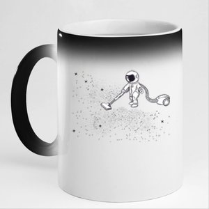 Funny Astronaut Vacuuming Galaxy Stars 11oz Black Color Changing Mug