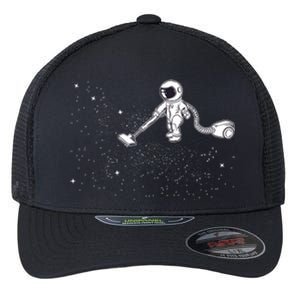 Funny Astronaut Vacuuming Galaxy Stars Flexfit Unipanel Trucker Cap